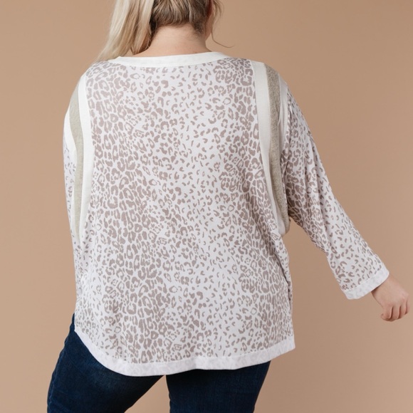 Racing Stripes Animal Print Top in Taupe - Picture 11 of 15